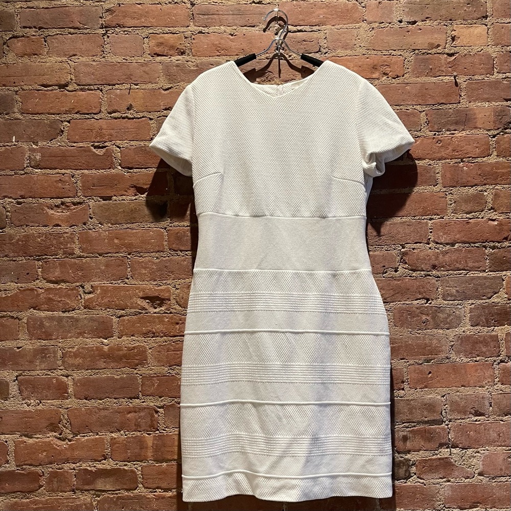 BOSS Hugo Boss White Textured Bandage Dress Short Sleeve Size US 10 - Picture 2 of 9
